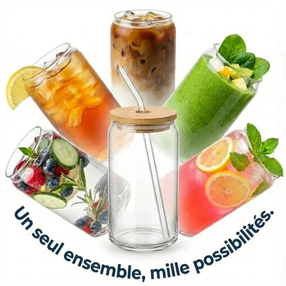 Set de verres haut de gamme en verre et bambou